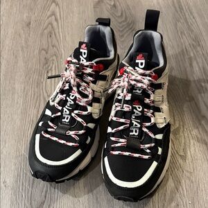 Pajar Men's Black and White Sneakers with Red Accents